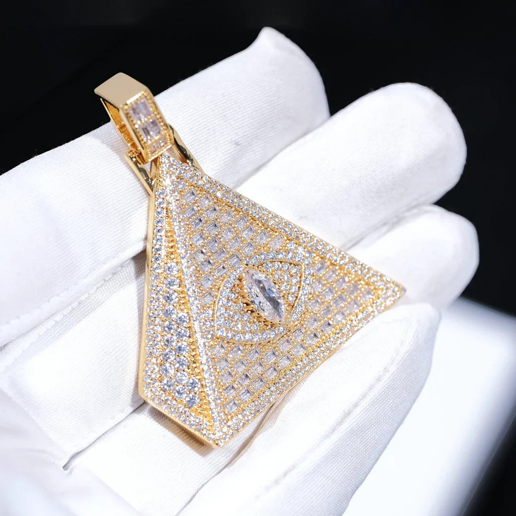 Baguette Pyramid Pendant In White Gold - 47MM