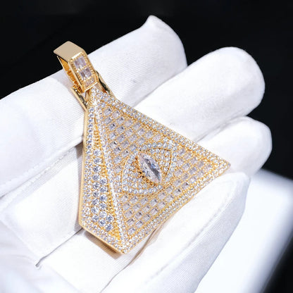 Baguette Pyramid Pendant In White Gold - 47MM