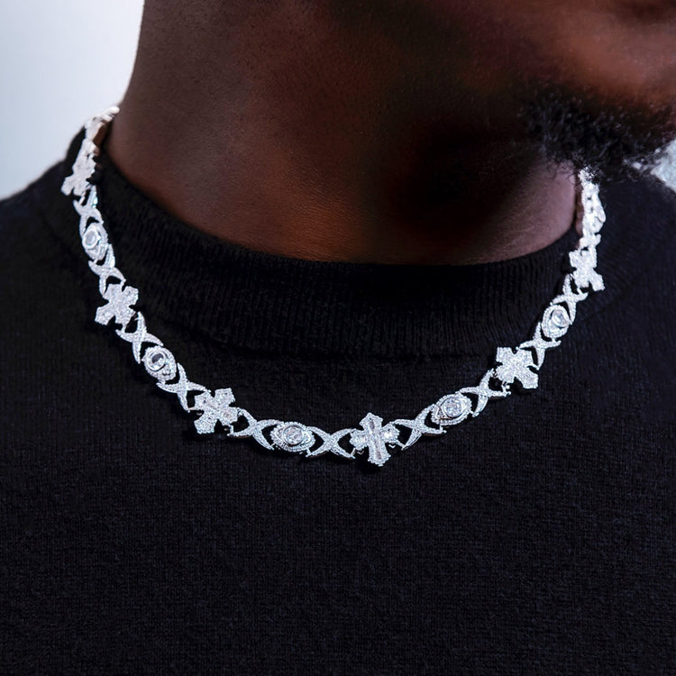 Baguette Cross Evil Eye Chain - 16mm