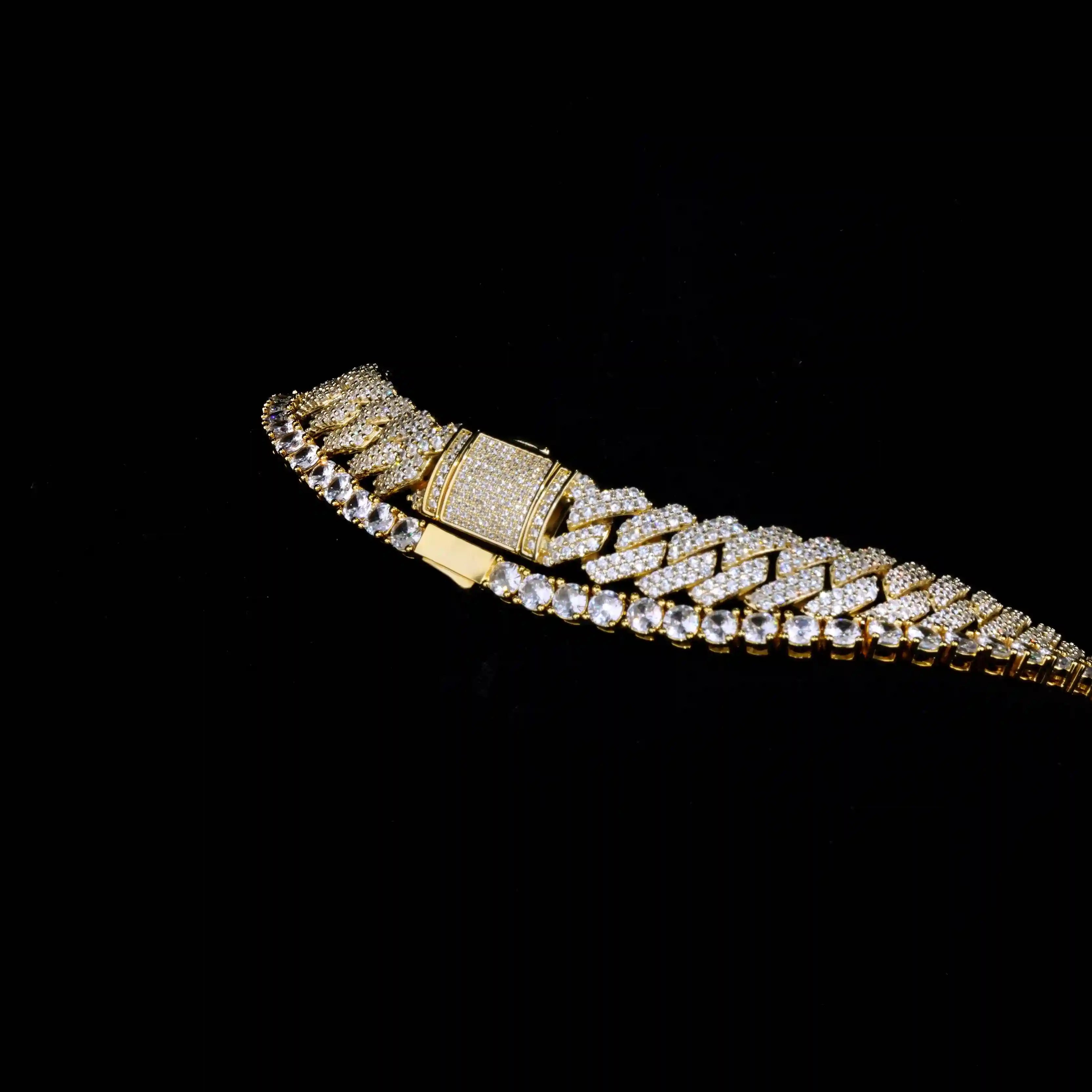 Bundle Prong Cuban-14mm & Tennis In Gold-5mm