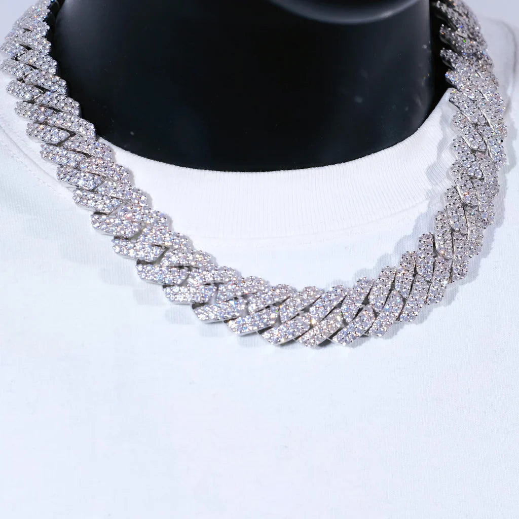 Bundle 19MM 2-Row Prong Cuban + 5MM Tennis in White Gold