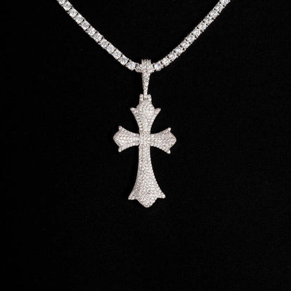 Chrome Cross Pendant in White Gold