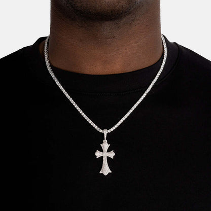 Chrome Cross Pendant in White Gold