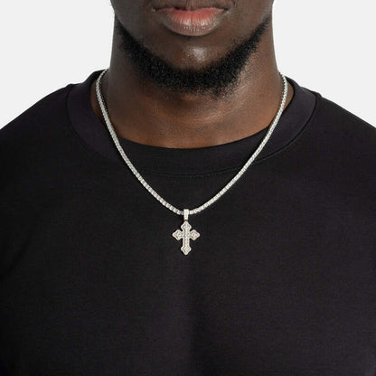 Cluster Micro Cross Pendant In White Gold