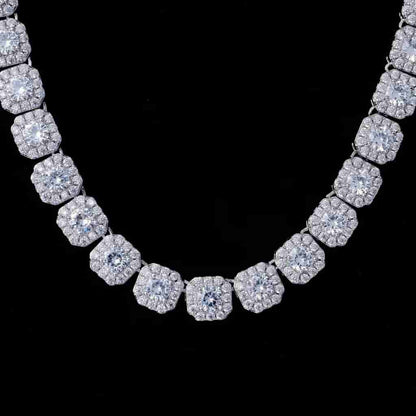 Clustered Tennis Chain in White Gold