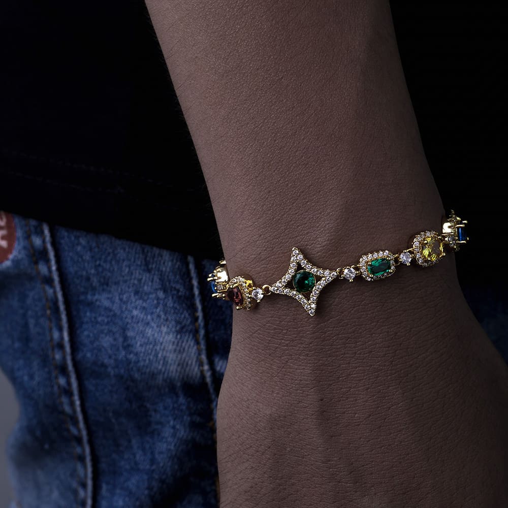 Colored Gemstone Chain Bracelet - 10mm