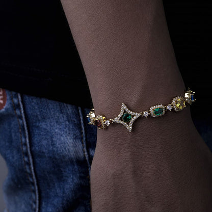 Colored Gemstone Chain Bracelet - 10mm
