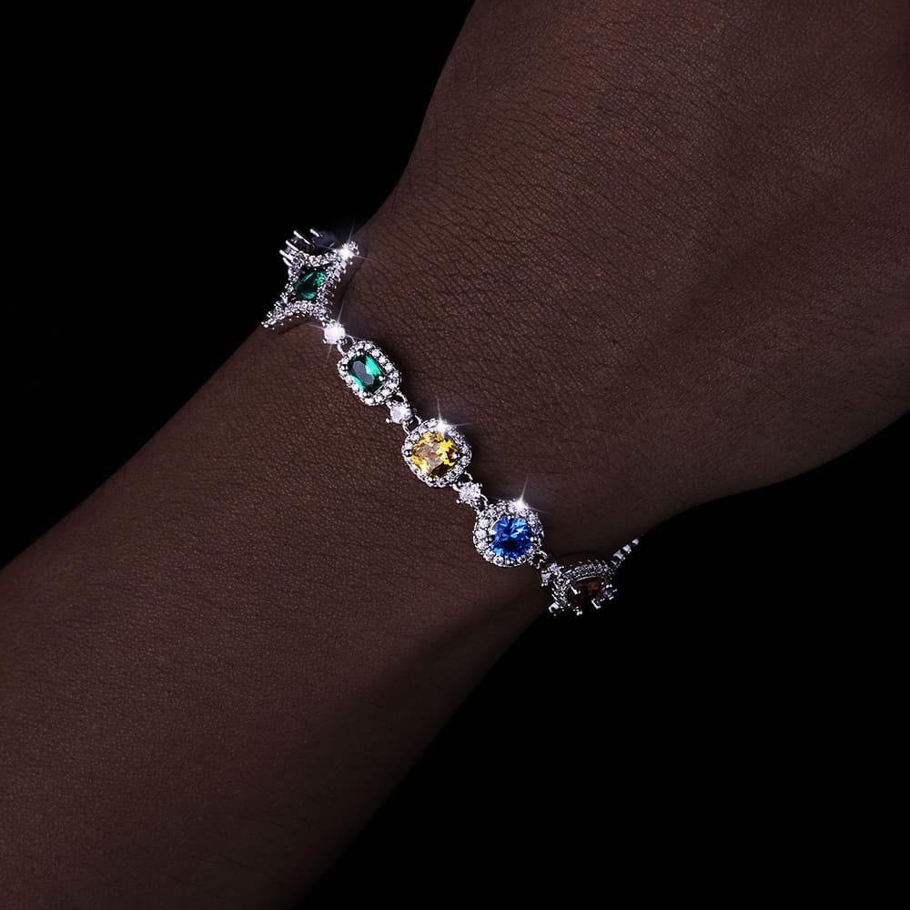 Colored Gemstone Chain Bracelet - 10mm