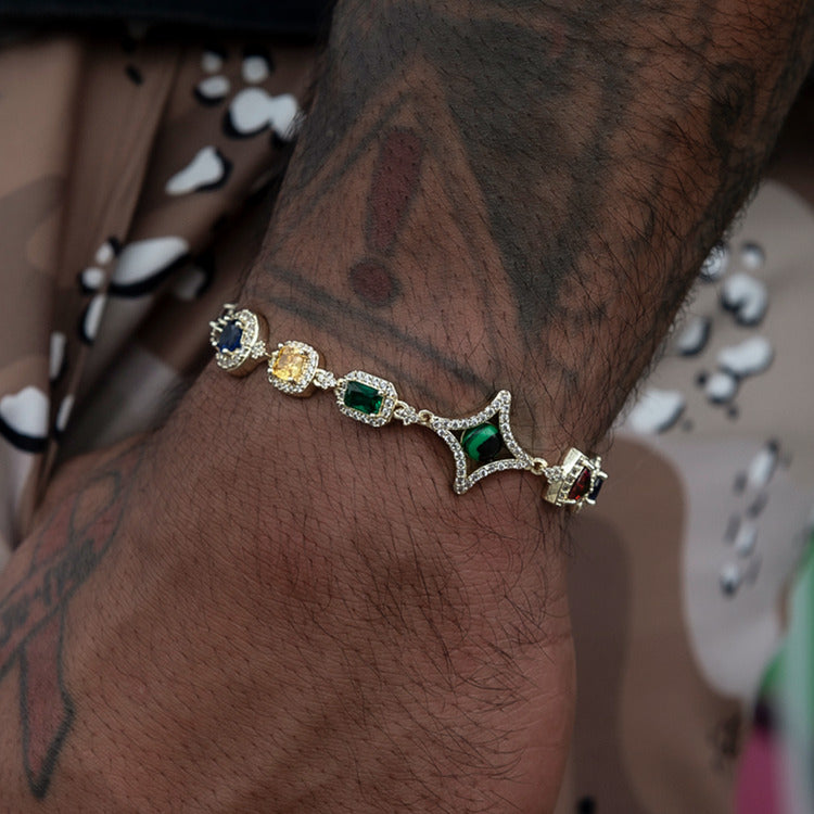 Colored Gemstone Chain Bracelet - 10mm