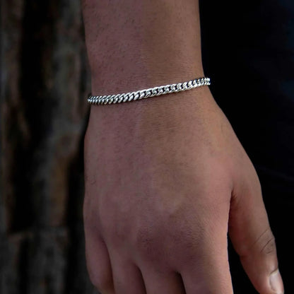 5mm Cuban link bracelet in white gold minimalist men’s jewelry