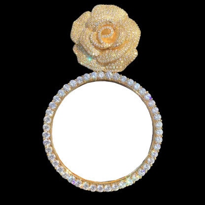 3D Rose Round Customized Photo Pendant - 70mm