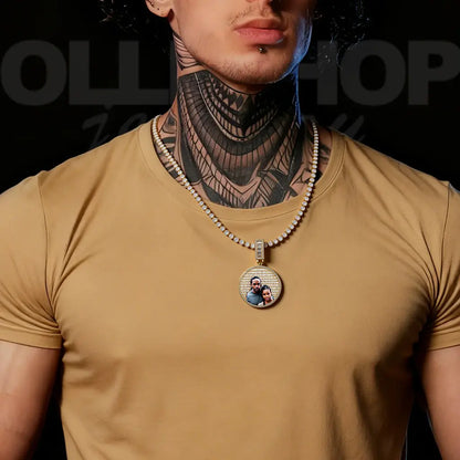 Custom Iced-Out Round Photo Pendant