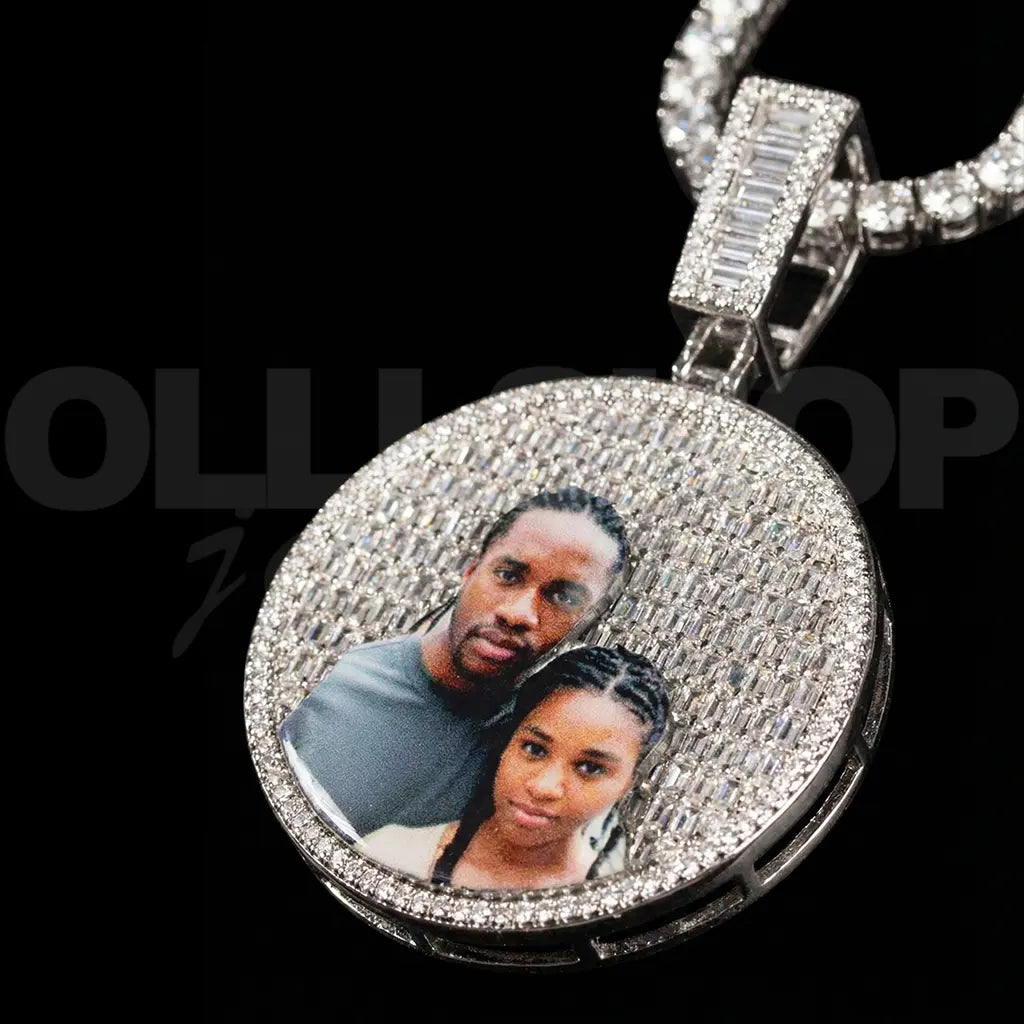 Custom Iced-Out Round Photo Pendant