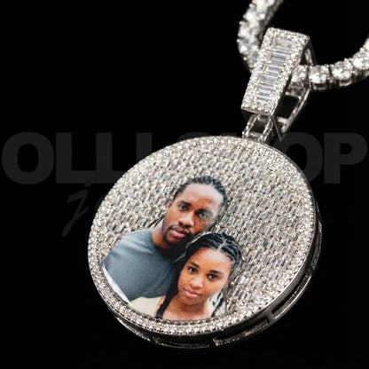 Custom Iced-Out Round Photo Pendant