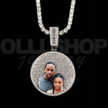 Custom Iced-Out Round Photo Pendant