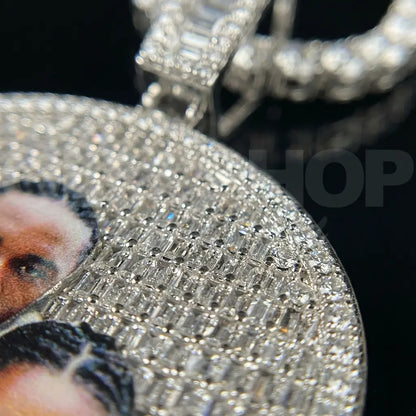 Custom Iced-Out Round Photo Pendant
