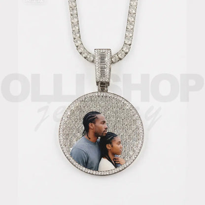 Custom Iced-Out Round Photo Pendant