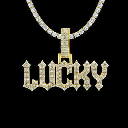 Custom Moissanite Gothic Font LettersNumbers Gold Name Pendant