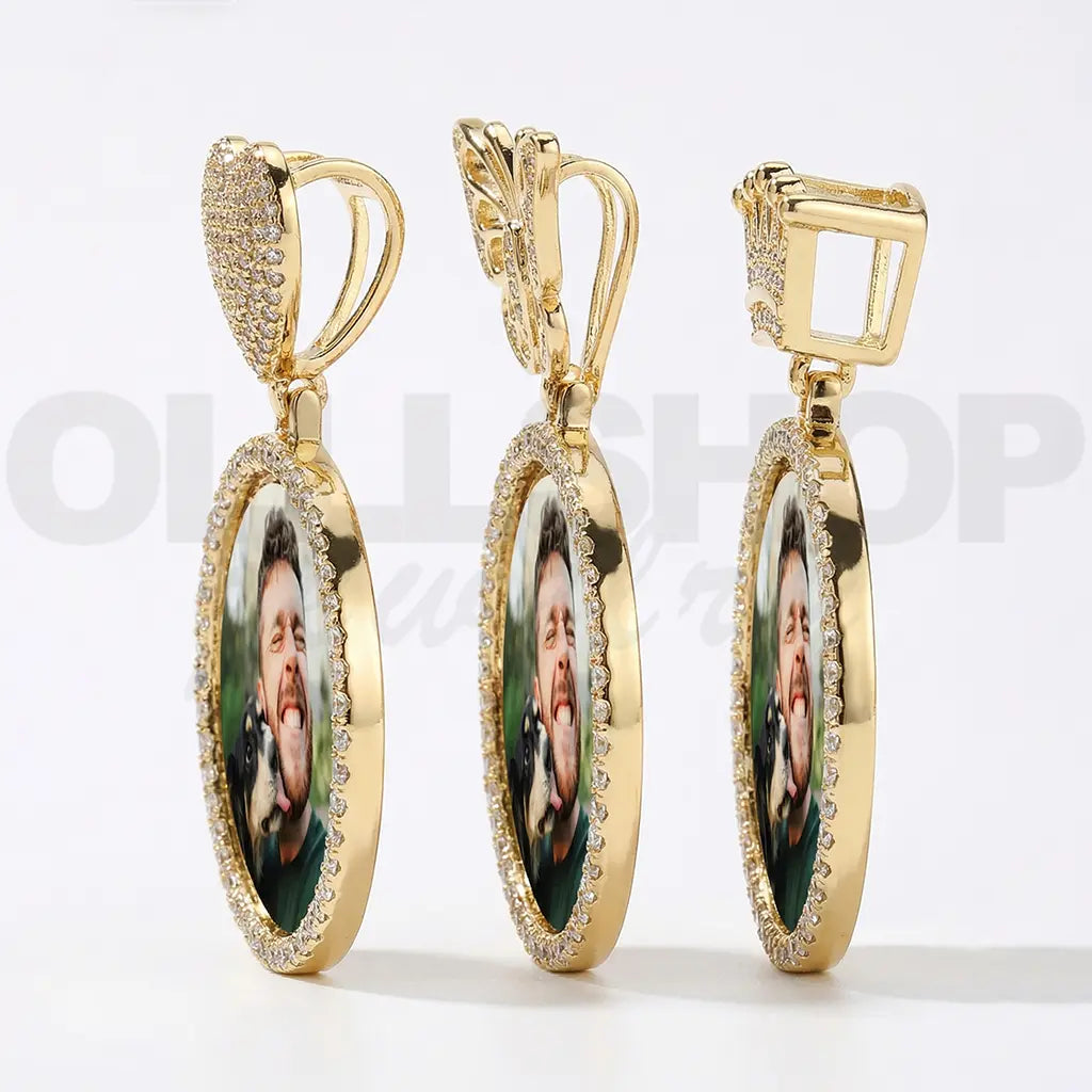 Custom Round Photo Pendant with Crown, Heart or Butterfly Bail