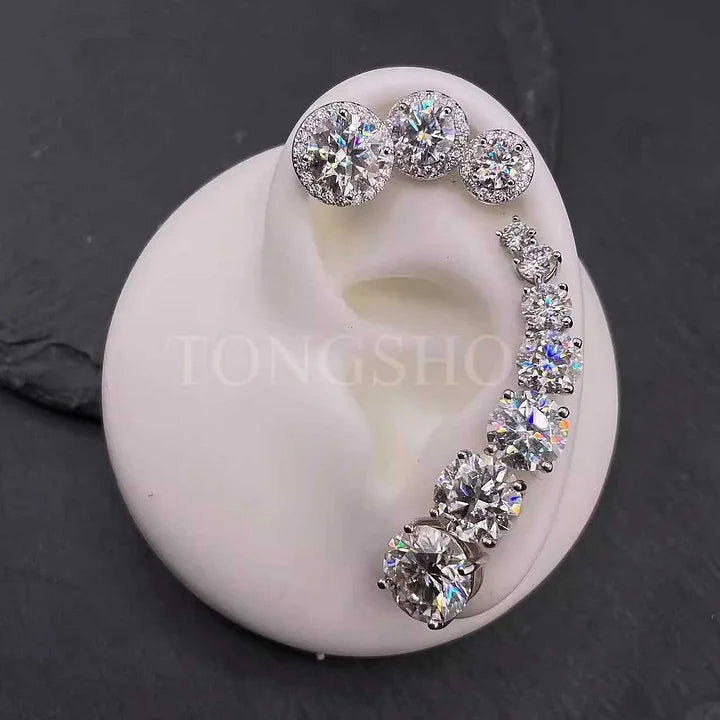 S925 VVSMoissanite Earrings Four-Prong Rock Candy