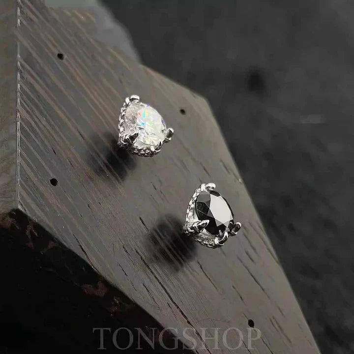 S925 VVS Moissanite Dragon Claw Earrings White Black