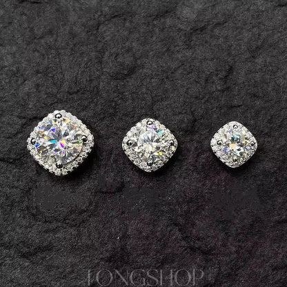 S925 VVS Moissanite Sugar Cube Earrings Full Of Diamonds Square