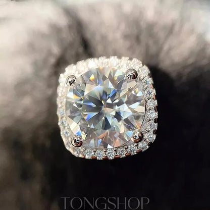 S925 VVS Moissanite Sugar Cube Earrings Full Of Diamonds Square
