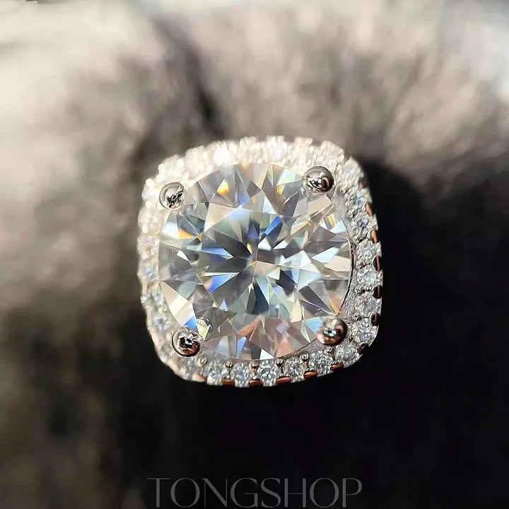S925 VVS Moissanite Sugar Cube Earrings Full Of Diamonds Square