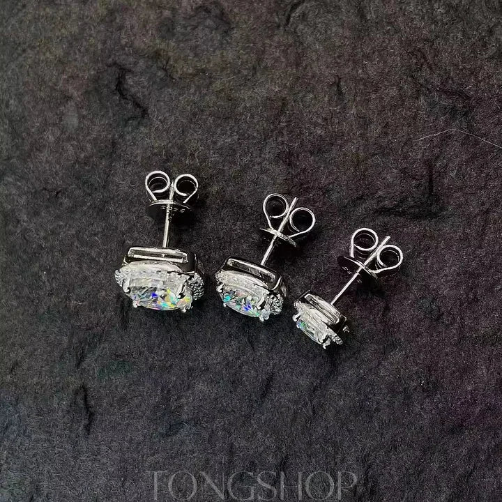 S925 VVS Moissanite Sugar Cube Earrings Full Of Diamonds Square