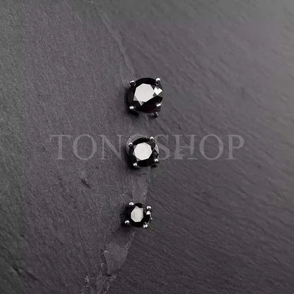 S925 Black VVS Moissanite Four Prong Black Stud Earrings
