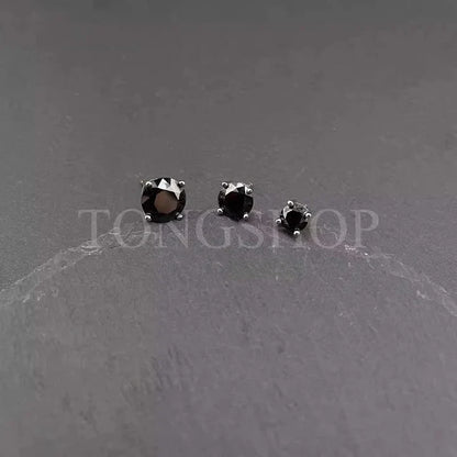 S925 Black VVS Moissanite Four Prong Black Stud Earrings