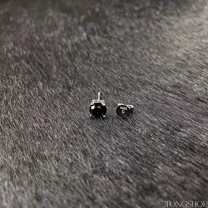 S925 Black VVS Moissanite Four Prong Black Stud Earrings