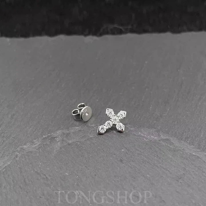 S925 VVS Moissanite Cross Stud Earrings