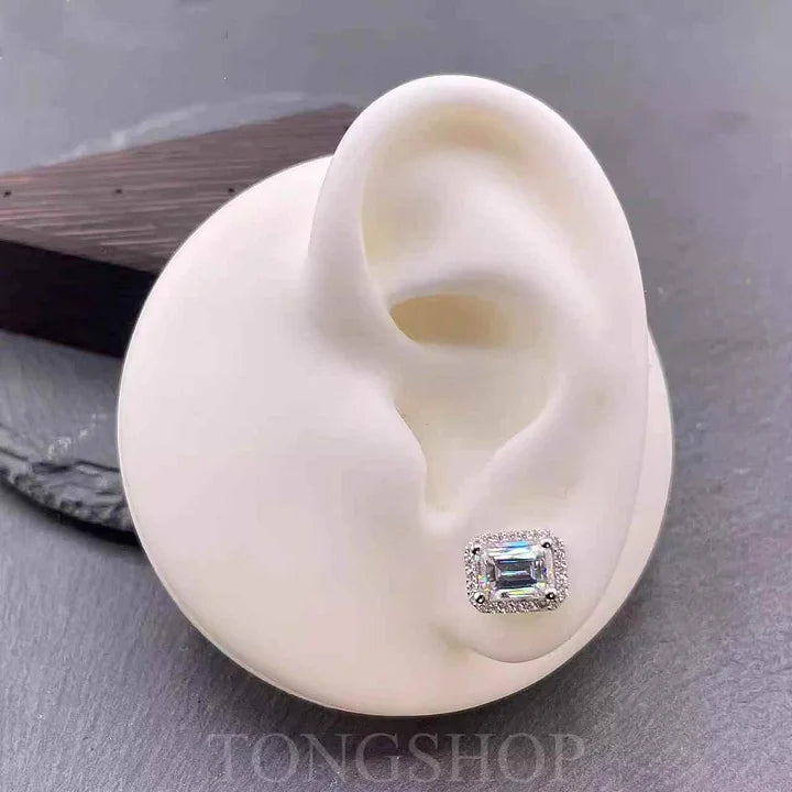 S925 VVS Moissanite T Square Earrings