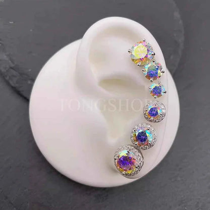 S925 Colorful Moissanite Laser Stud Earrings VVSS925 Colorful Moissanite Laser Stud Earrings VVS