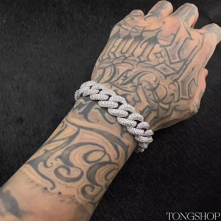 15MM Full Diamond Cuban Chain Bracelet