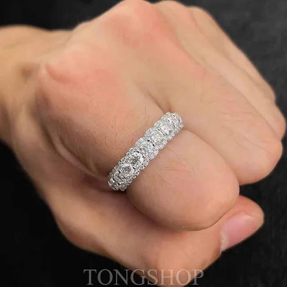 S925 Moissanite Rock Candy Ring Full Of Diamonds And Rows Of Diamonds Ring