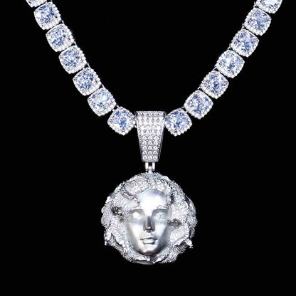 14MM Double Row Drill Queen Tussauds Portrait Diamond Pendant