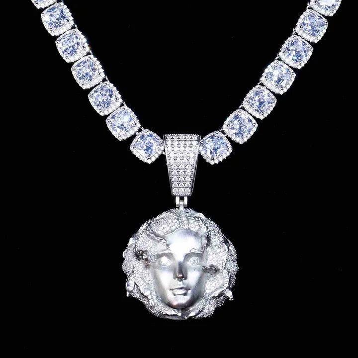 14MM Double Row Drill Queen Tussauds Portrait Diamond Pendant