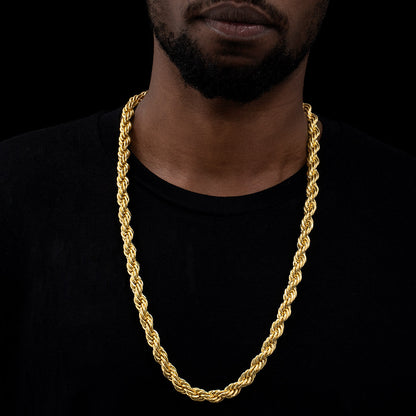 10mm 18K Gold Finish Rope Chain