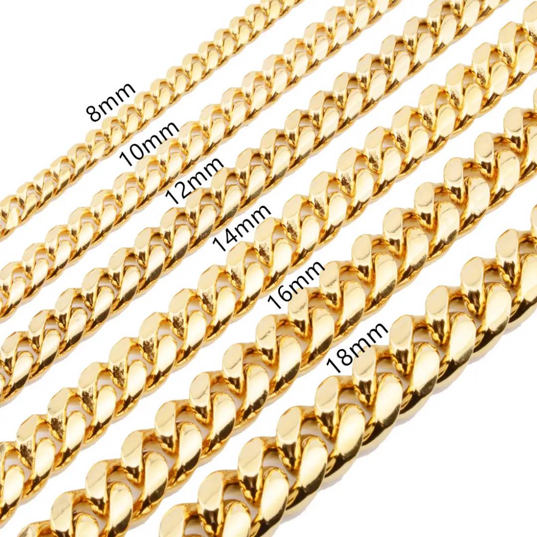 10mm Stainless Steel Cuban Chain in Gold