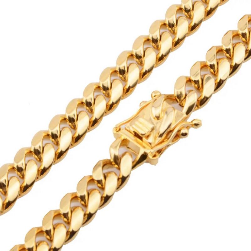 10mm Stainless Steel Cuban Chain in Gold
