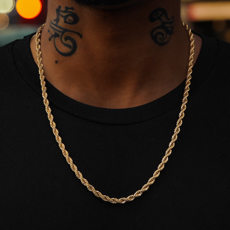 5mm 18K Gold Finish Rope Chain