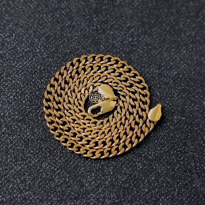 5mm Stainless Steel Cuban Chain in Gold