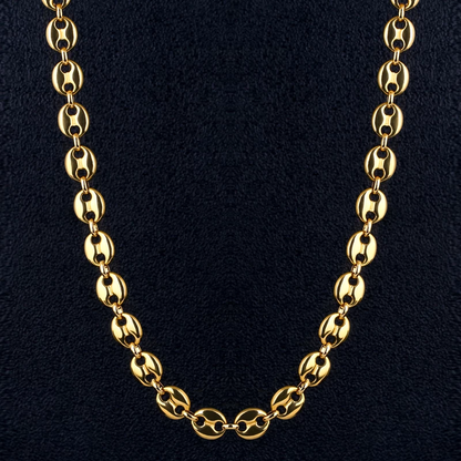 7mm 22" Stainless Steel Coffee Bean Chain in Gold