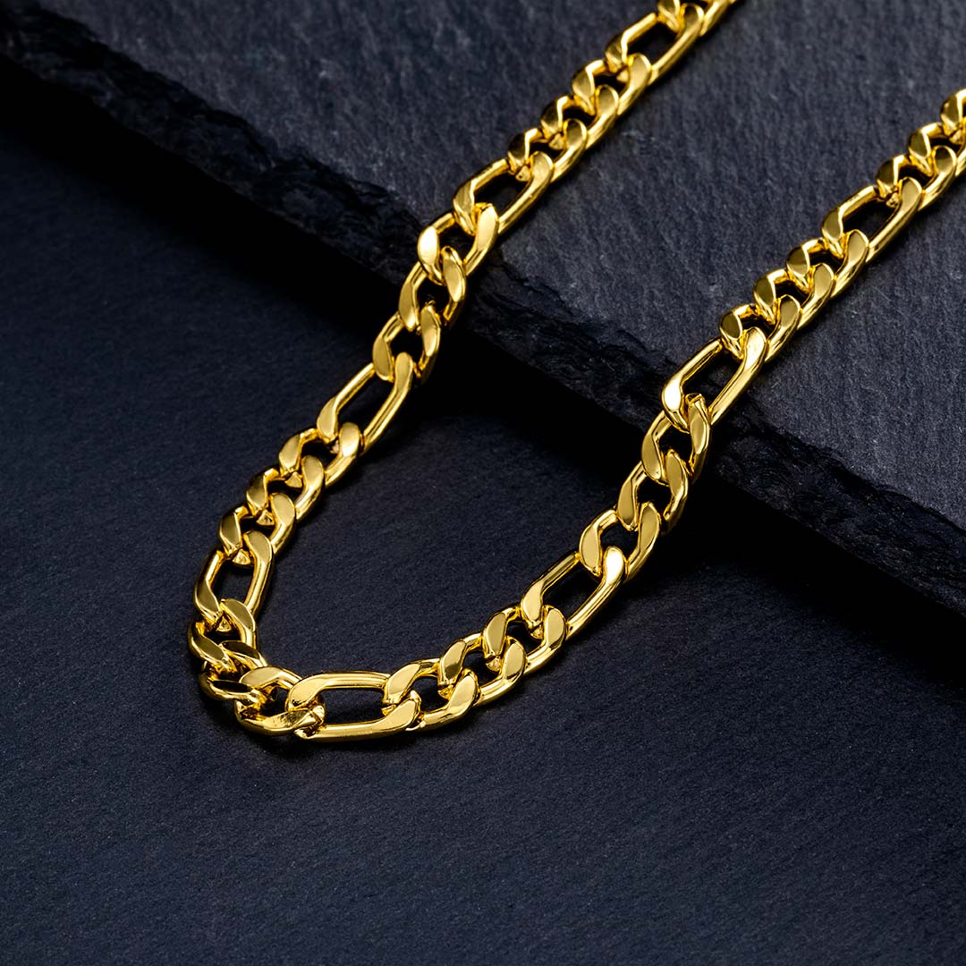 5mm Stainless Steel Figaro Chain in Gold