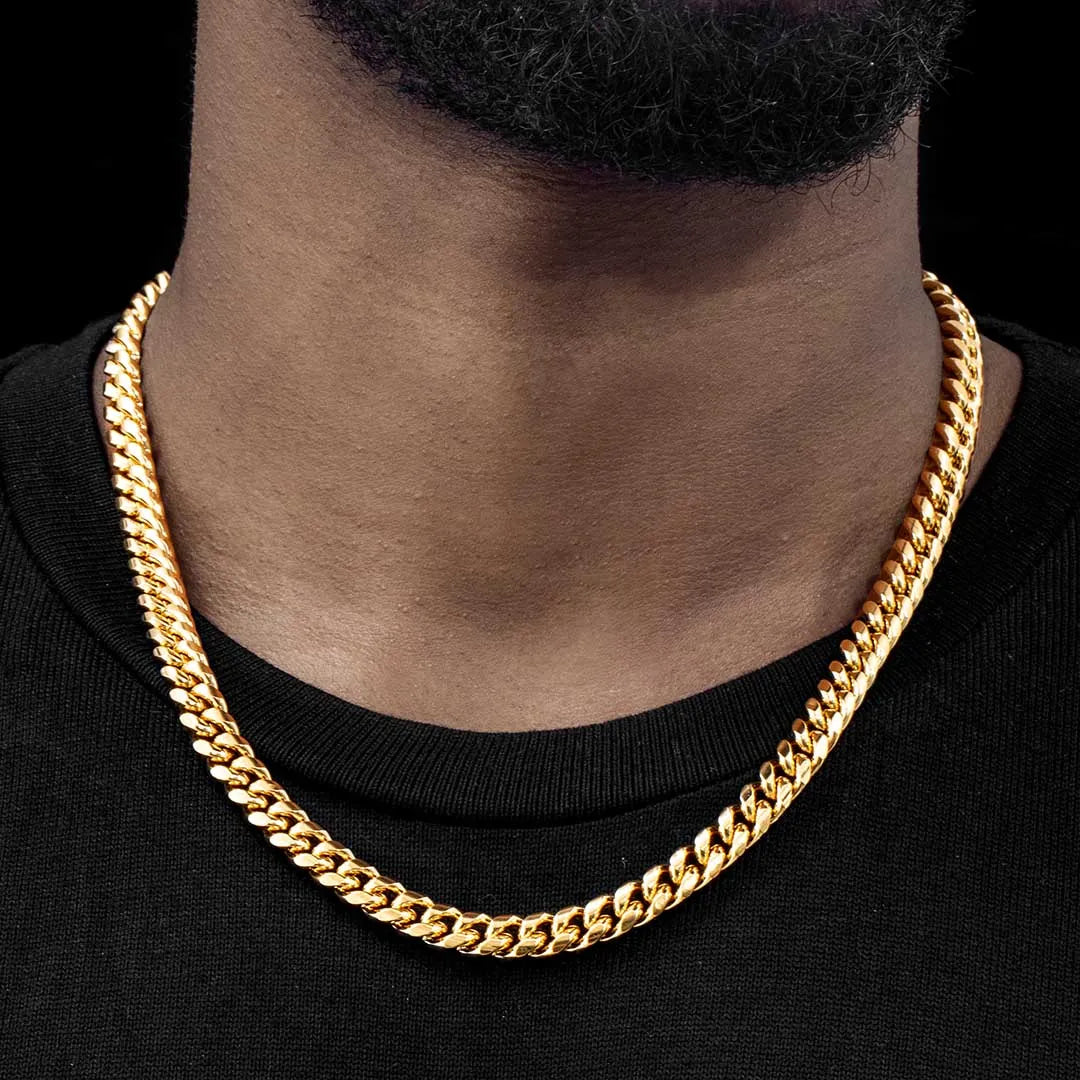 12mm Stainless Steel Cuban Chain in Gold