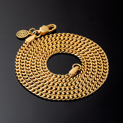 2.5mm Diamond-Cut Stainless Steel Cuban Chain in Gold
