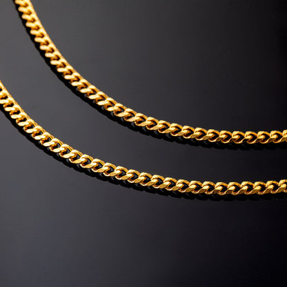 2.5mm Diamond-Cut Stainless Steel Cuban Chain in Gold