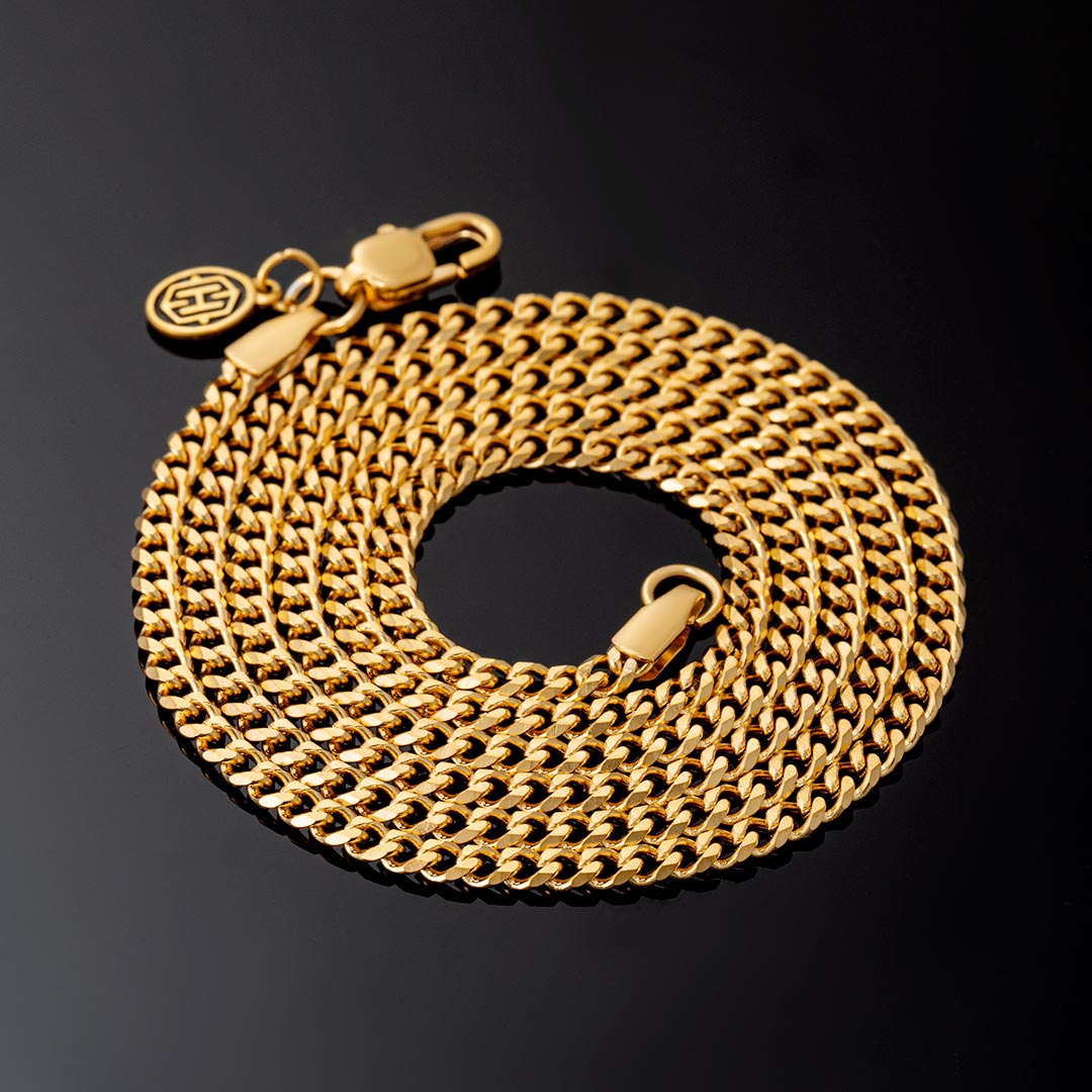 2.5mm Diamond-Cut Stainless Steel Cuban Chain in Gold